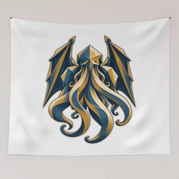 Item preview, H. P. Lovecraft: Blue and Gold Faceted Cthulhu designed and sold by Fenay Designs.