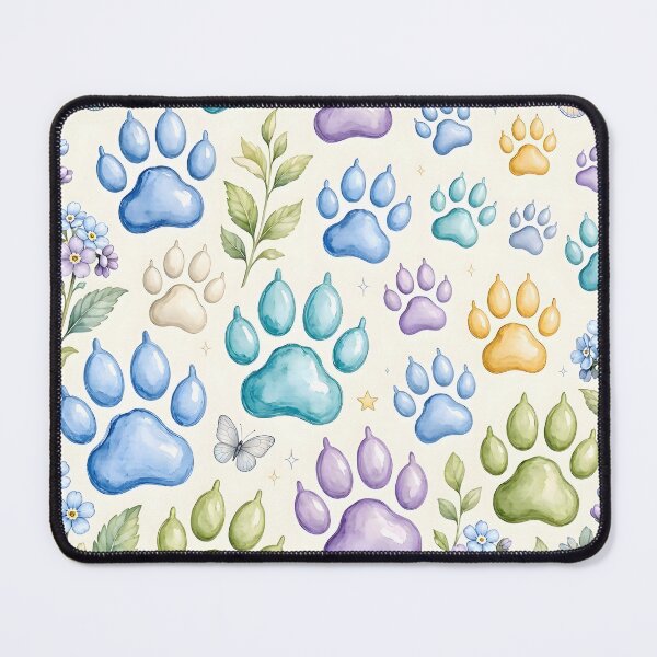 Item preview, Colorful Paw Prints and Forget Me Nots Floral designed and sold by Sybille-Yates.