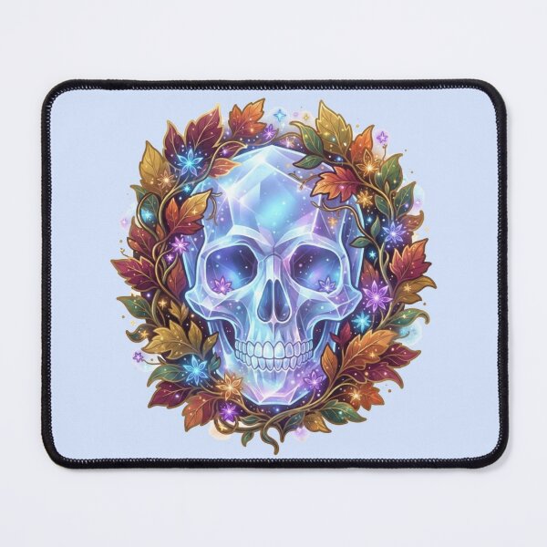Item preview, Mystic Crystal Skull with Autumn Flowers Halloween Art designed and sold by Fine-Arts-Lab.