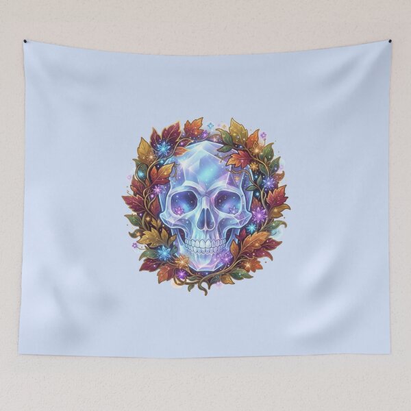 Item preview, Mystic Crystal Skull with Autumn Flowers Halloween Art designed and sold by Fine-Arts-Lab.