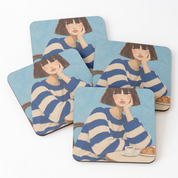 Item preview, French Girl in Café | Figurative Painting designed and sold by CARRAANN.