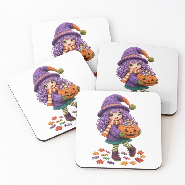 Item preview, Cute Knitted Halloween Witch Girl with Candy Pumpkin – Kawaii Digital Sticker designed and sold by ashwin131.