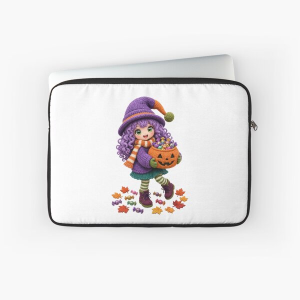 Item preview, Cute Knitted Halloween Witch Girl with Candy Pumpkin – Kawaii Digital Sticker designed and sold by ashwin131.