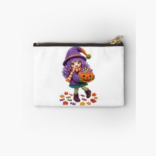 Item preview, Cute Knitted Halloween Witch Girl with Candy Pumpkin – Kawaii Digital Sticker designed and sold by ashwin131.