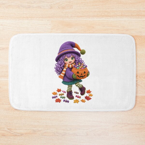 Item preview, Cute Knitted Halloween Witch Girl with Candy Pumpkin – Kawaii Digital Sticker designed and sold by ashwin131.