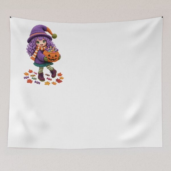 Item preview, Cute Knitted Halloween Witch Girl with Candy Pumpkin – Kawaii Digital Sticker designed and sold by ashwin131.