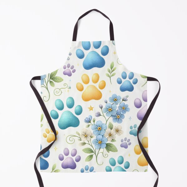 Item preview, Colorful Paw Prints and Forget Me Nots Floral designed and sold by Sybille-Yates.