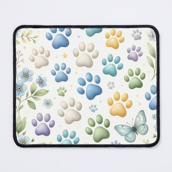 Item preview, Colorful Paw Prints and Forget Me Nots Floral designed and sold by Sybille-Yates.