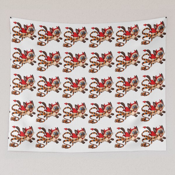 Item preview, Cute Siamese Devil Kitten Stealing Ribbon designed and sold by UvooArt.