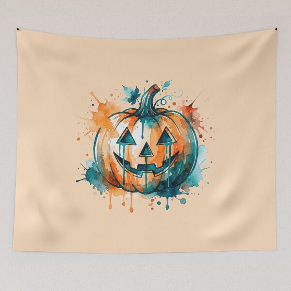 Item preview, Modern Watercolor Splatter Halloween Pumpkin Art designed and sold by Fine-Arts-Lab.