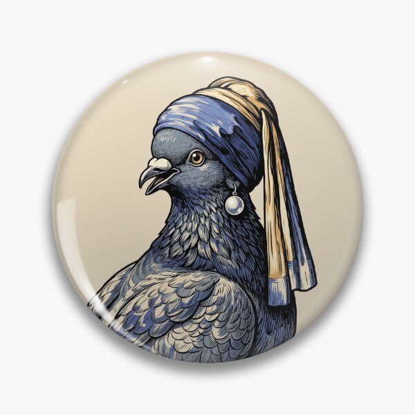 Item preview, Pigeon Pearl Earring, Vintage Engraving Parody designed and sold by Rariks.