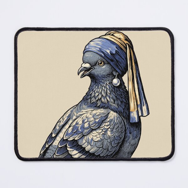 Item preview, Pigeon Pearl Earring, Vintage Engraving Parody designed and sold by Rariks.