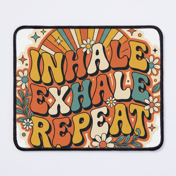 Item preview, Retro 70s Groovy Inhale Exhale Repeat Typography designed and sold by nvrprooo.