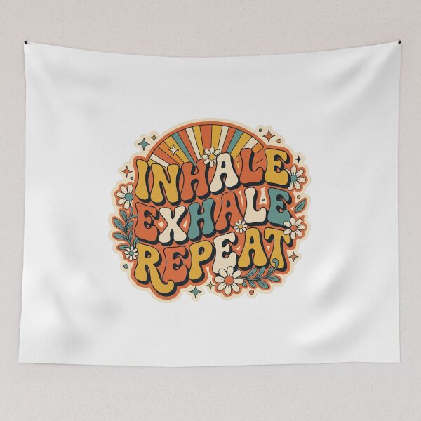 Item preview, Retro 70s Groovy Inhale Exhale Repeat Typography designed and sold by nvrprooo.