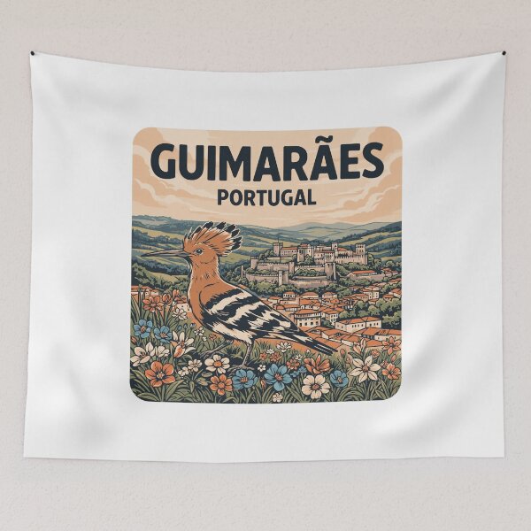 Item preview, Guimarães Portugal: Eurasian Hoopoe and Medieval Castle designed and sold by CircinusStore.