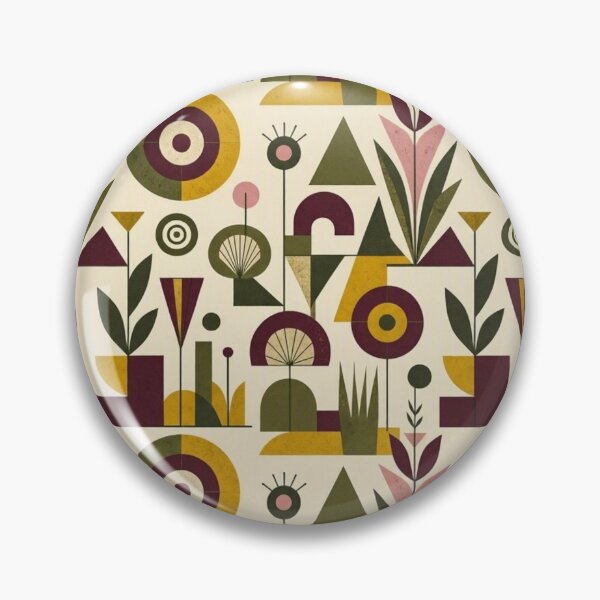 Item preview, Mid Century Modern Geometric Botanical Pattern Retro Floral Folk Art designed and sold by Dogandesighn.