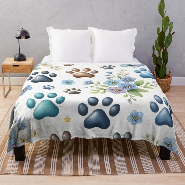 Item preview, Colorful Paw Prints and Forget Me Nots Floral designed and sold by Sybille-Yates.