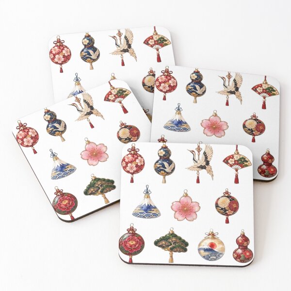Item preview, Japanese Lucky Ornaments Sticker Sheet | Sakura, Crane & Mount Fuji designed and sold by asumintjapan1.