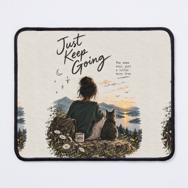 Item preview, Just Keep Going – Mountain Sunset, Cat & Nature Aesthetic designed and sold by Sujitmone.