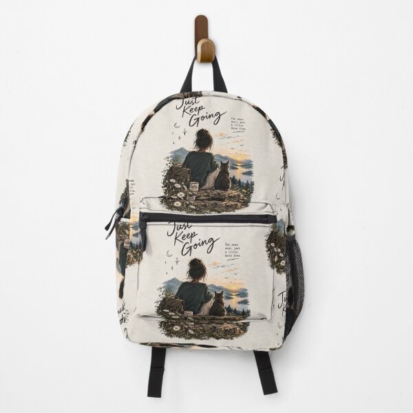 Item preview, Just Keep Going – Mountain Sunset, Cat & Nature Aesthetic designed and sold by Sujitmone.