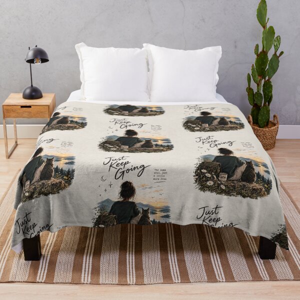 Item preview, Just Keep Going – Mountain Sunset, Cat & Nature Aesthetic designed and sold by Sujitmone.