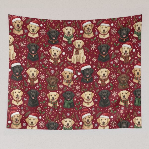 Item preview, Labrador Dog Pattern at Christmas: Santa Hats and Reindeer designed and sold by Goodthingstree.