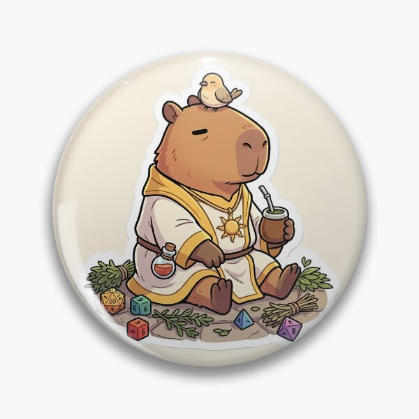 Item preview, Capybara Cleric Sipping Mate Healing Vibes Sticker designed and sold by THELOREAN.