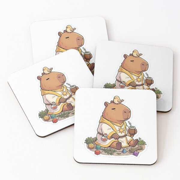 Item preview, Capybara Cleric Sipping Mate Healing Vibes Sticker designed and sold by THELOREAN.