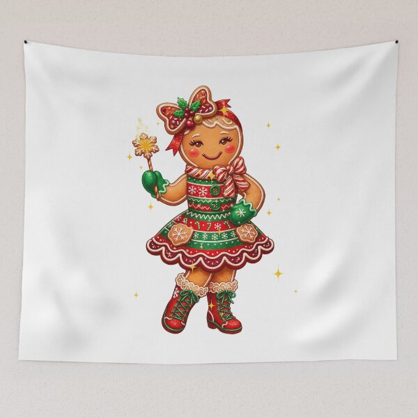 Item preview, Adorable Christmas Gingerbread Girl with Magic Wand - Christmas Images designed and sold by VibranPalette.