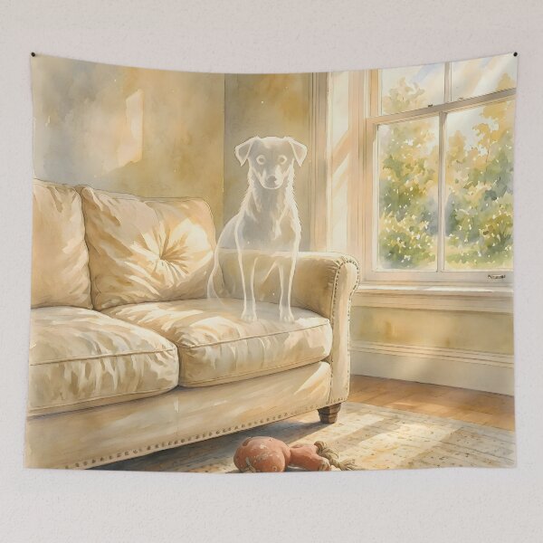 Item preview, Ghost Dog on Cozy Sofa designed and sold by Sybille-Yates.