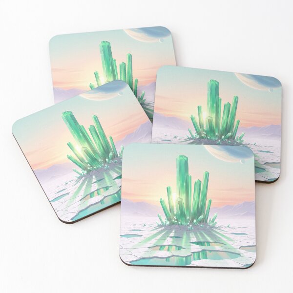 Item preview, Emerald Crystal Spires on Alien Salt Flat Sci-Fi Planet Sunrise designed and sold by Islaelswhere.