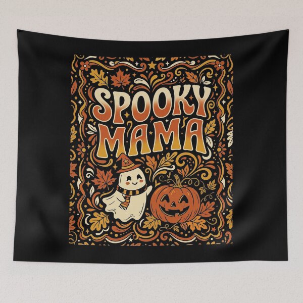 Item preview, Retro Spooky Mama Halloween Cute Ghost Pumpkin Vintage 70s designed and sold by Scribe2Vibe.