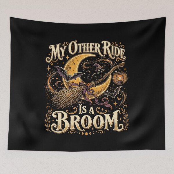 Item preview, Vintage Magical Black Cat - My Other Ride Is A Broom    designed and sold by Designart68.