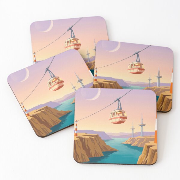 Item preview, Retro Cable Car Over Alien Fjord Vintage Sci-Fi Poster Art designed and sold by Islaelswhere.