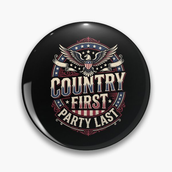 Item preview, Country First Party Last Vintage American Badge Design designed and sold by enjoytheshirt.