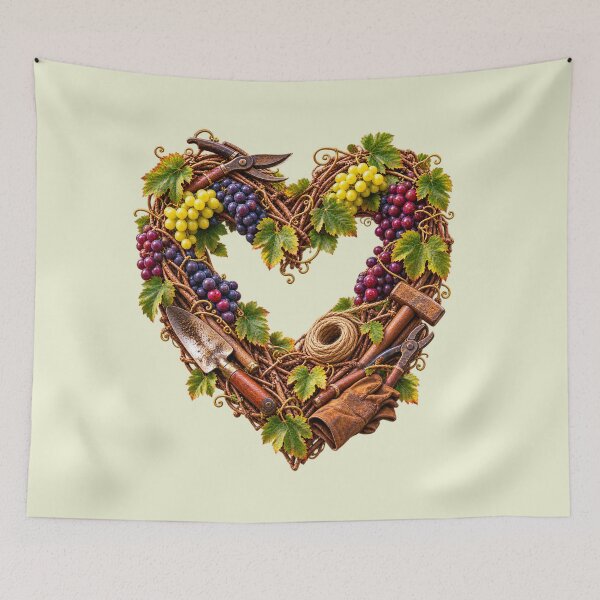 Item preview, Vintage Harvest Heart - Grapes and Antique Treasures designed and sold by CzipipitoStudio.