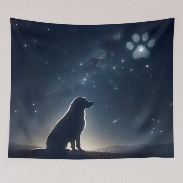 Item preview, Dog Silhouette Gazing at Paw Constellation Night Sky designed and sold by Sybille-Yates.
