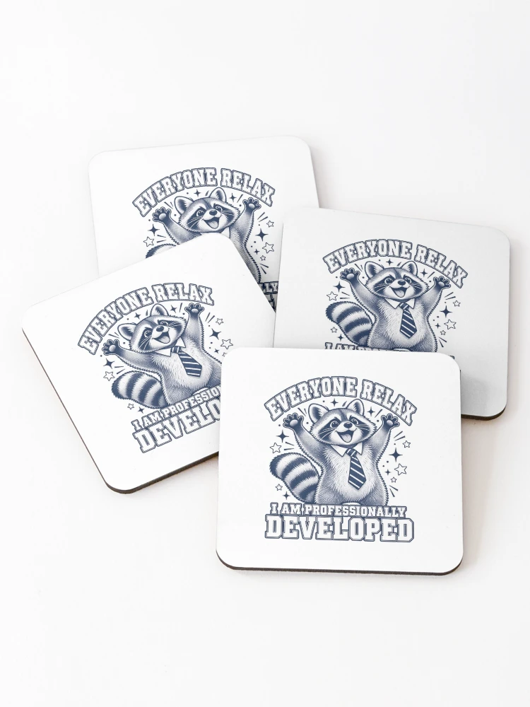Thumbnail 1 of 5, Coasters (Set of 4), Everyone Relax Raccoon designed and sold by ROUX-ART.