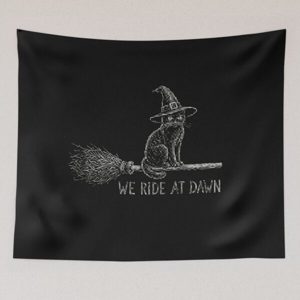 Item preview, Vintage Etched Witch Cat on Broomstick - We Ride At Dawn    designed and sold by Designart68.