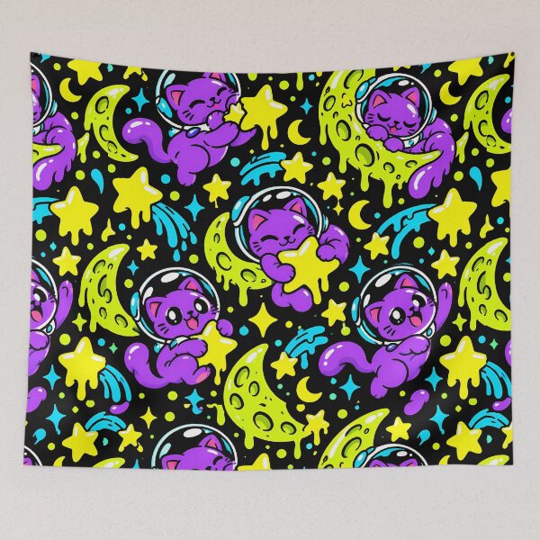 Item preview, Meteor Surfing Cat Neon Space Adventure designed and sold by Thai Vibe Studio.