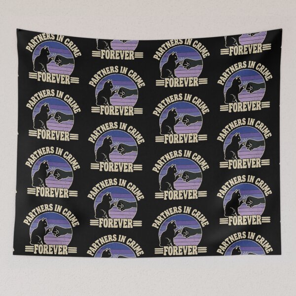 Item preview, Partners In Crime Forever Cute Black Cat Paw Fist Bump Vintage Sunset designed and sold by Dogandesighn.