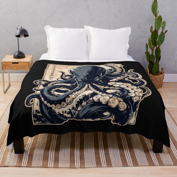 Item preview, Vintage Ukiyo-e Style Giant Octopus Kraken Woodblock Art designed and sold by Designart68.