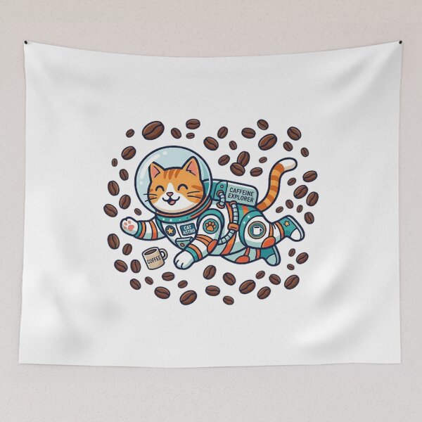 Item preview, Caffeine Explorer Astronaut Cat designed and sold by OddLittleGoods.