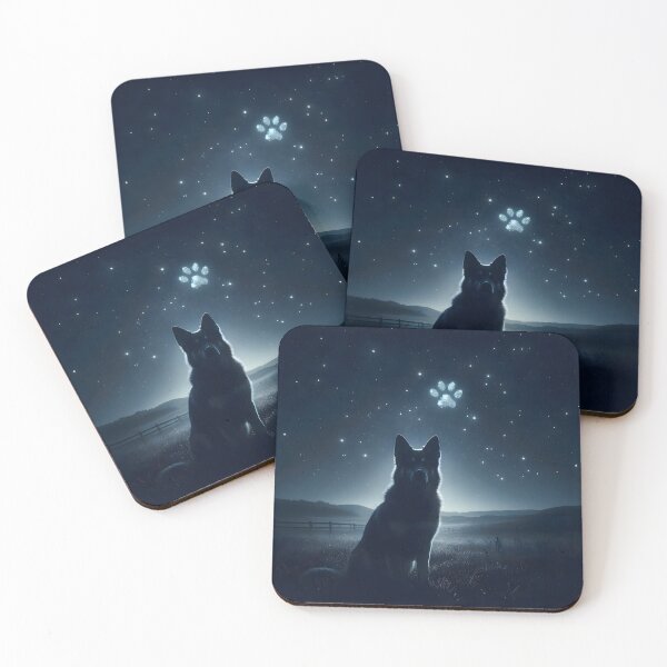 Item preview, Dog Silhouette Gazing at Paw Constellation Night Sky designed and sold by Sybille-Yates.