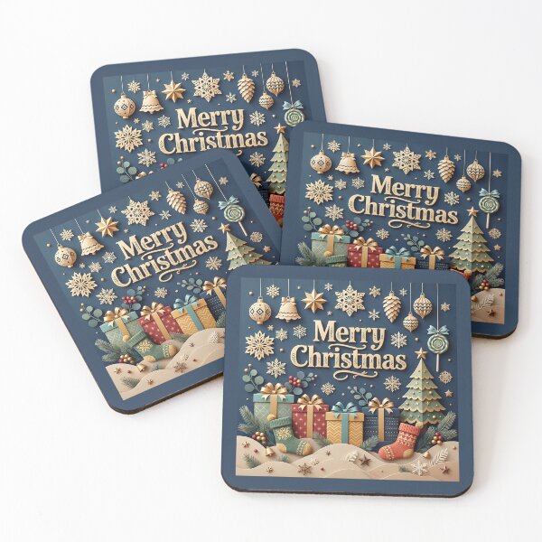 Item preview, Merry Christmas Golden Paper Cut - Elegant 3D Christmas Gifts and Snowflakes Decoration designed and sold by Deepsleepstudio.