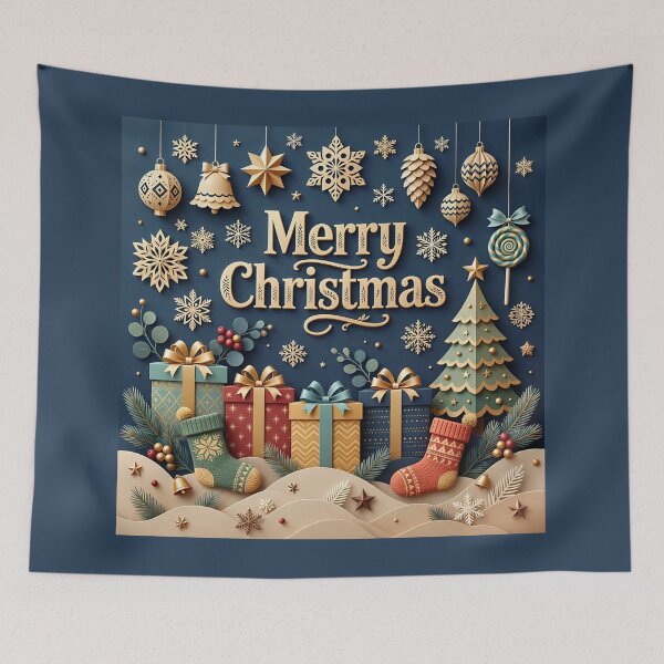 Item preview, Merry Christmas Golden Paper Cut - Elegant 3D Christmas Gifts and Snowflakes Decoration designed and sold by Deepsleepstudio.