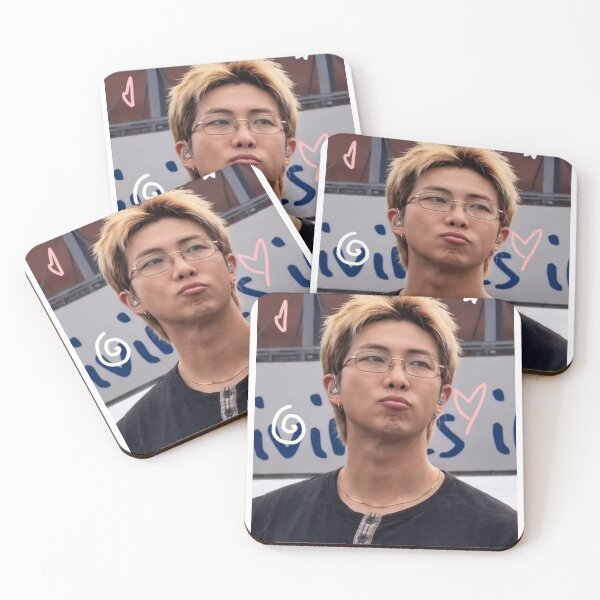 Item preview, RM Kim Namjoon Blonde Hair Glasses Cute Aesthetic BTS designed and sold by MdeMaria04.