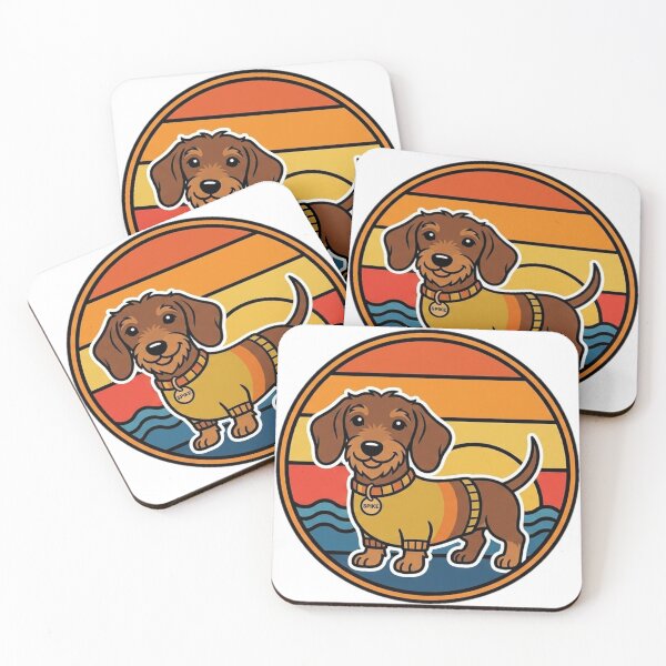 Item preview, Retro Sunset Dachshund designed and sold by OddLittleGoods.