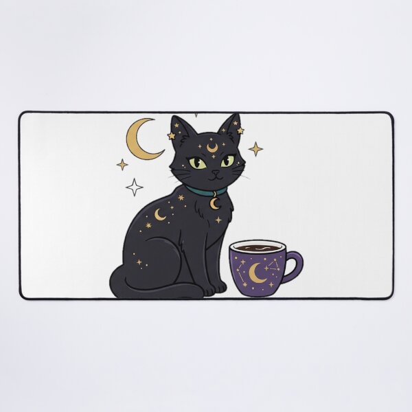 Item preview, Mystic Black Cat and Coffee designed and sold by OddLittleGoods.