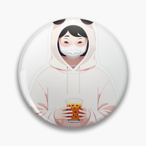 Item preview, Panda Hoodie Masked Person with Bubble Tea designed and sold by For-Cat Studio.